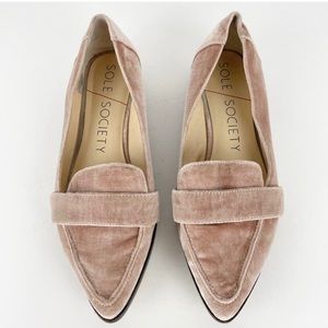 Sole Society Edie Moonlight Pink Velvet Pointed Toe Loafers